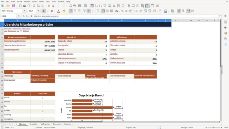 Vorschau von Mitarbeitergespräche in der Gastronomie mit Excel